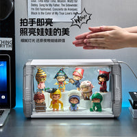 手办展示盒带灯太空舱盲盒收纳展示架积木防尘泡泡玛特模型收纳盒