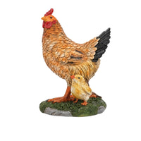 Hen Figurine with Chick Rustic Hen Sculpture with Chick Farmhouse for Collectors