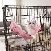Cat Hammock Hanging Cat Bed and Swing, Breathable Geometric Shape with Cage Hooks, Reversible Pet Accessory for Indoor Cats, Double Sided