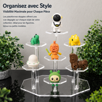 Black Acrylic Box for Figurines, 7-Slot Collection Display Case, Exhibition, Dust Protection