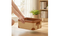 Basketweave Storage Container Basket Rectangular Storage Basket with Handles Reinforced for Lavatory, Vanity, Home Office