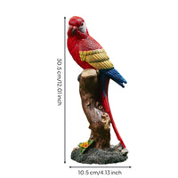 Resin Parrot Figurine Textured Parrot on Stump Statue Painted Finish Decorative Bird Statue for Office