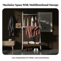 Freestanding Clothes Rail with storage areaSaving Garment Rack Simple Design