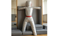Hooded Head Combat Arts Training Mannequin Synthetic Leather Humanoid Training Mannequin Glossy Finish Waist Belt Detail