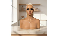 Mannequin Head with Shoulders Skin-Skin-Colored Head and Shoulders Form Plain Female Bust Form