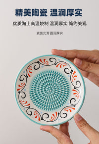 跨境姜蒜磨泥器陶瓷研磨盘子手动磨蒜盘厨房捣蒜泥神器水果打泥器