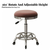 Effortless Rolling Casters Adjustable Swivel Stool with Wheels Thick Padded Cushion Adjustable Drafting Stool with Backrest Strong Load Beafootrest Technician Chair Heavy Duty for Hairstylists, Nail Technicians, Beauty Salon, Barber Shop, Workshop