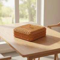 Compartmented Basket Handwoven Organizer Rattan-Look for Dining Table