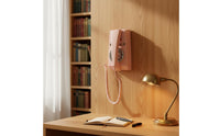 Vintage Corded Telephone Coiled Cord Corded Wall Telephone Round Dialing Surface Vintage Rotary Phone for Hotel, Bedroom