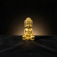 Seated Buddha Figurine Tabletop Meditating Buddha Figurine Golden for Bookshelf