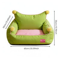 Scratch-Resistant Cat Sofa Bed All-Season Use Pom-Pom Pet Sofa Removable Cushion Cushioned Pet Nest High Backrest for Cats, Small Dogs