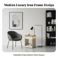 2-Tier C-Shaped End Table Movable eveningstand Rolling casters for Bedroom, Adults