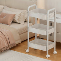 Multi-Tier Rolling Storage Cart Compact Metal Utility Cart with Wheels Freestanding Rolling Storage Rack Sturdy for Kitchen, Small Areas, Living Room