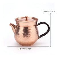 Hammered Copper Tea Kettle Traditional Copper Teapot Braided Vessel