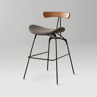 Modern Bar Stool with Backrest Upholstered Bar Stool with Footrest Long-Lasting Furniture Supportive for Cafe