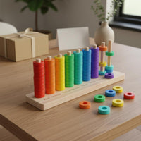 Multicolor Circular Stacker Stacking Toy Early Education Wooden Disc Stacker Quality Wood Stacking Toy for Preschoolers, Classroom