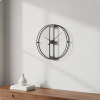 Modern Geometric Metal Timepiece Minimalist Openopenwork Wall Timepiece Black