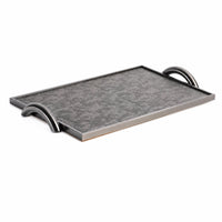 Tray with Handles Textured Rectangular Tray with Metal Handles Elegant for Coffee Table