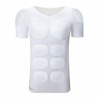 V-Neck Cosplay Shirt with Muscle Chest Short-Sleeve Fake Muscle T-Shirt Fitted Costume Top Seamless-Looking for Men, Cosplayers, Stage Performances