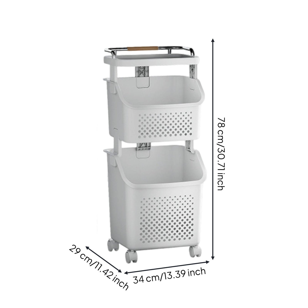 Laundry Basket Cart Multi-Layer Laundry Hamper Large Capacity Household Storage for Washroom, Bedroom