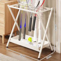 Foldable Badminton Racket Stand Large Capacity X-Shaped Frame Storage Rack