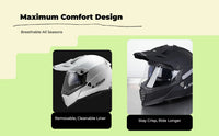 Double Visor Full-Coverage Helmet, Lightweight, Matte Black