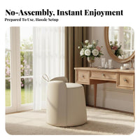 Round Padded Stool Luxurious Design Vanity Chair Sturdy Construction for Bedroom