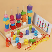 Safe Wooden Sorting Toy with Fishing Game Early Learning Geometric Shape Stacker with Fishing Rod Preschool Matching Game Child-Led for Playroom