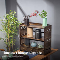 Multi-Tier organizer with Drawer Space-Saving Desktop Organizer Multifunctional