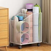 Yoga Mat Storage Basket with Wheels for Home Gym