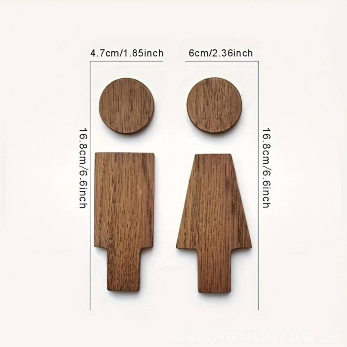 2 Pieces Wooden Toilet Sign Set Long-Lasting 3D Wood Toilet Symbols Easy To