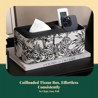 PU leather tissue box with remote holder
