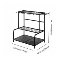 Metal Garden Tool Rack Heavy Duty Garden Storage Rack Space Saving Multi-Tier Tool Holder for Patio, Shed