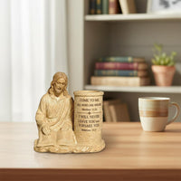 Jesus Figurine Pen Holder Easter Gift Bible Passage Writing Utensil Holder