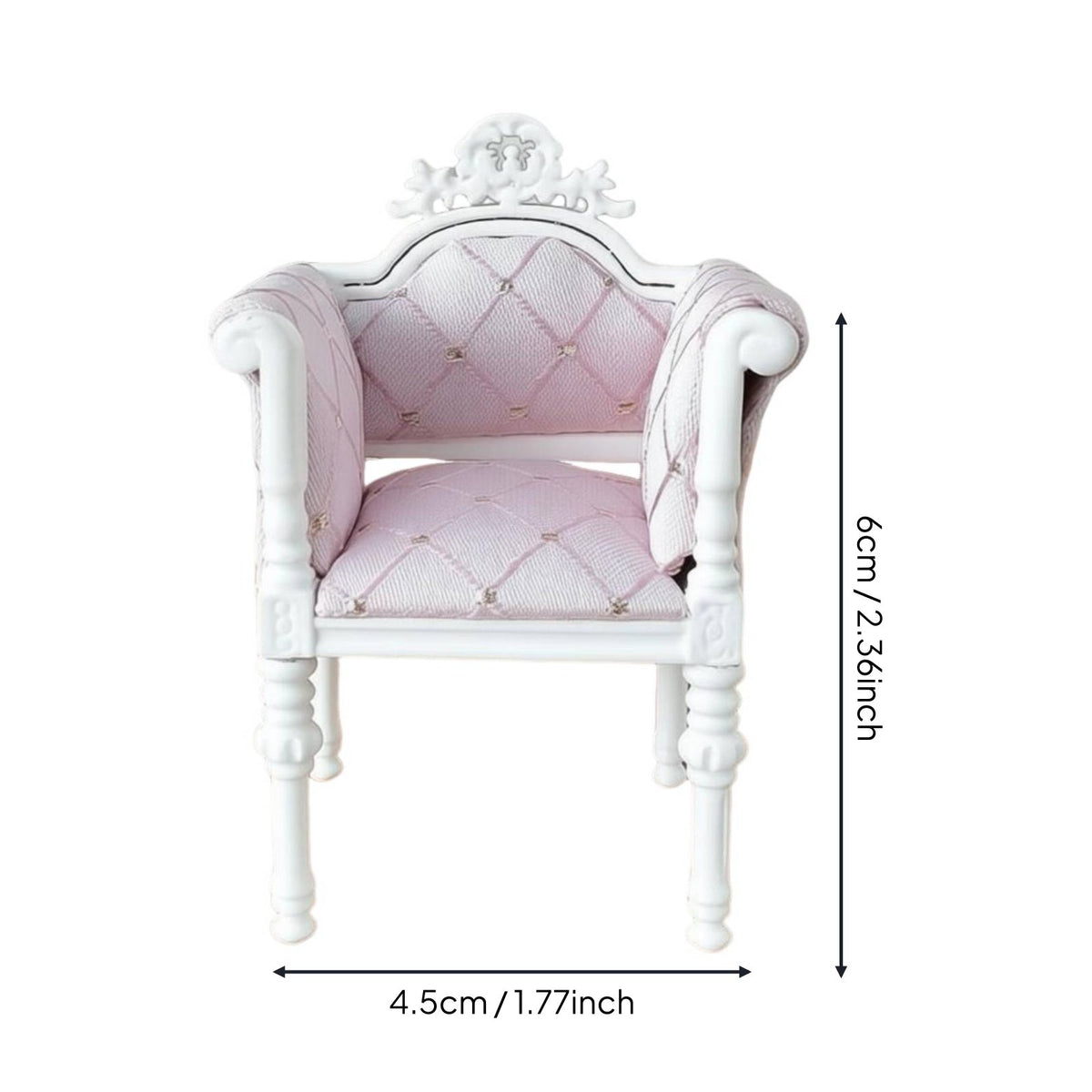 1:12 Scale Dollhouse Living Room Chair Handmade 1:12 Scale European Sofa Collectible Model Pink Dollhouse Armchair for Collectors, Hobbyists