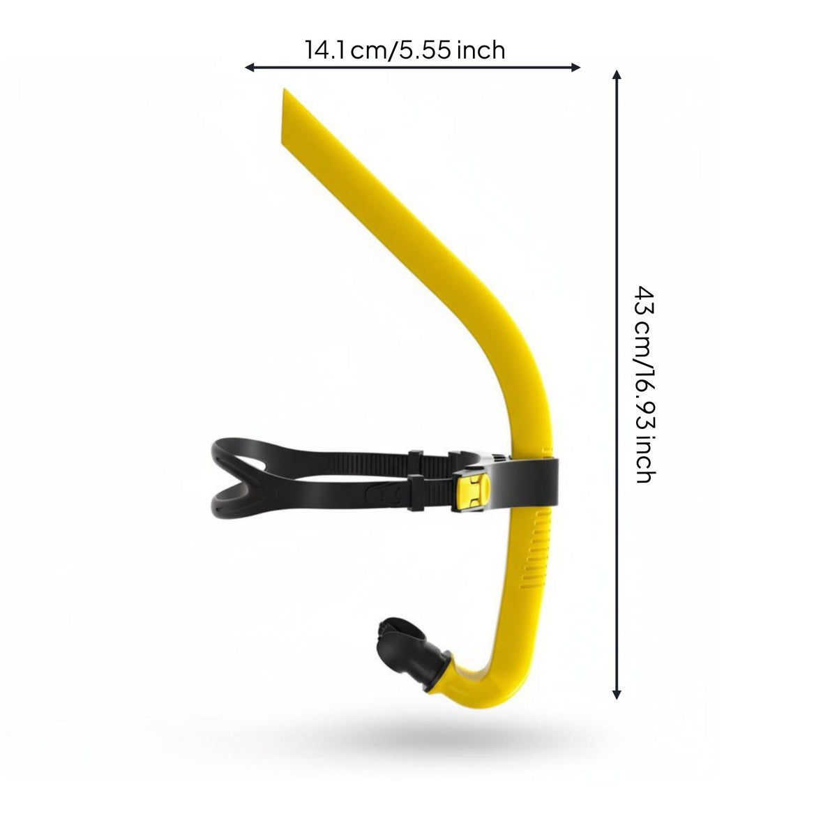 Swim Training Snorkel Silicone Mouthpiece Center Mount Training Snorkel Adjustable Head Strap Breathing Tube for Swimmers, Freediving