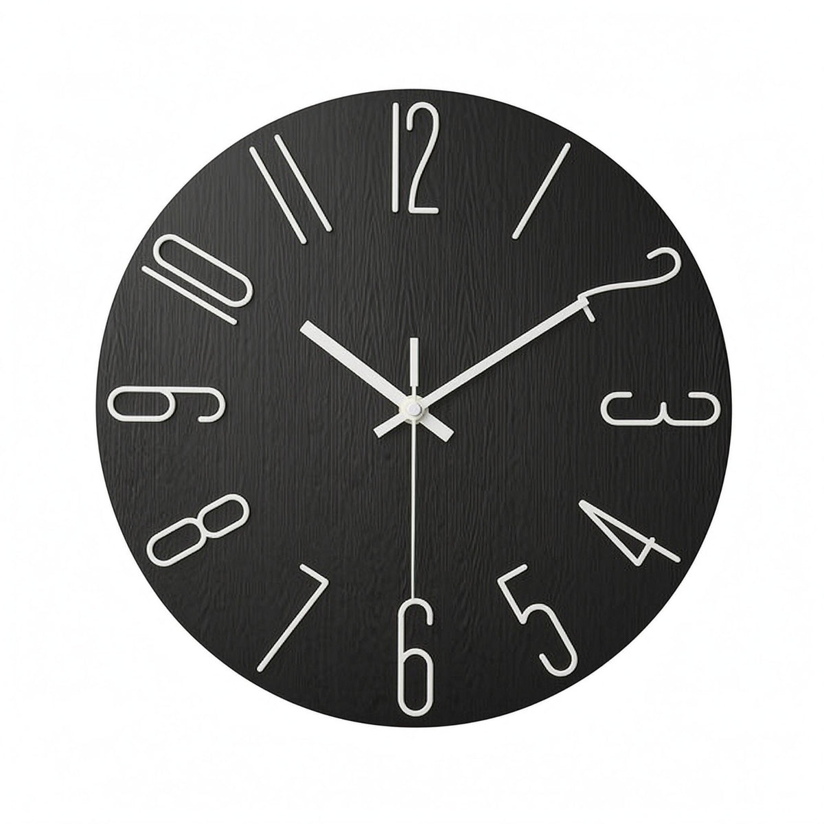 Slim-Edge Frameless Wall Clock Raised Numerals Silent Quartz Clock Wood-Grain
