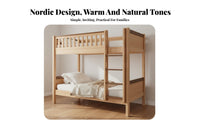 Solid Wood Bunk Bed Guard Rails Wooden Bunk Bed Space-Saving Design Bedroom Furniture for Students, Teenagers, Dorm Room, Apartment