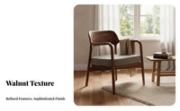 Upholstered Wooden Armchair Minimalist Design Dining Chair With Armrests Thick Cushioned for Lounge Area, Perusing Corner