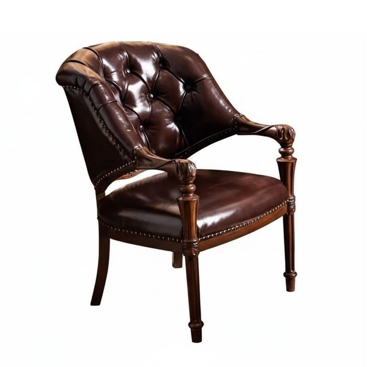 Leather Club Chair US-Inspired and Design Armchair Vintage Design Luxury Feel for Book Lovers, Adults, Living Room, Home Office