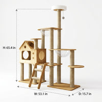 Cat Activity Center and Climbing Frame with Space Capsule Cat Bed, 5-Level House Featuring Ladder and Hammock, Multi Level for Large Indoor Cats