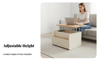 Adjustable Height Lift-Top Coffee Table Movable with Wheels Multi-Storage Lift-Top Table Space Saving Living Room Furniture Silent Lifting Mechanism for Small Apartment Dwellers, Families, Distance Workers, Entertainment Area, Dining