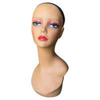 PVC Mannequin Head for African Wig Display, Black Head Model with Hat and Necklace Stand