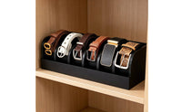 Bamboo Belt Holder Divided Compartments Belt Organizer Box Wooden Material