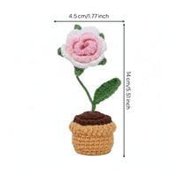 Crochet Flower Pot Maintenance Crocheted Potted Flower Gift Table Ornament for Office Desk, Living Space