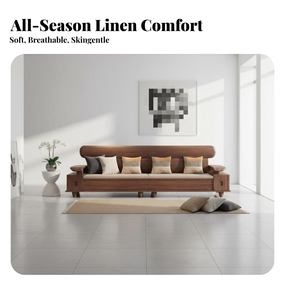 L-Shaped Storage Sofa Dense Wood Frame Sectional Couch New Chinese and Aesthetic Living Room Furniture for Interior Design Aficionados, Households