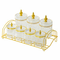 7 Pieces Clear Pantry Organizer Jars Light Luxury Design for Kitchen Counter