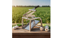 Heavy-Duty Garlic Cutter with Dual Pressing Arms Stainless Steel Garlic Guillotine Cutter Manual Kitchen Tool Lever-Style for Home Cooks, Chefs, Restaurant
