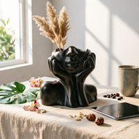 Face Vase Glossy Finish Face Planter Molded for Table