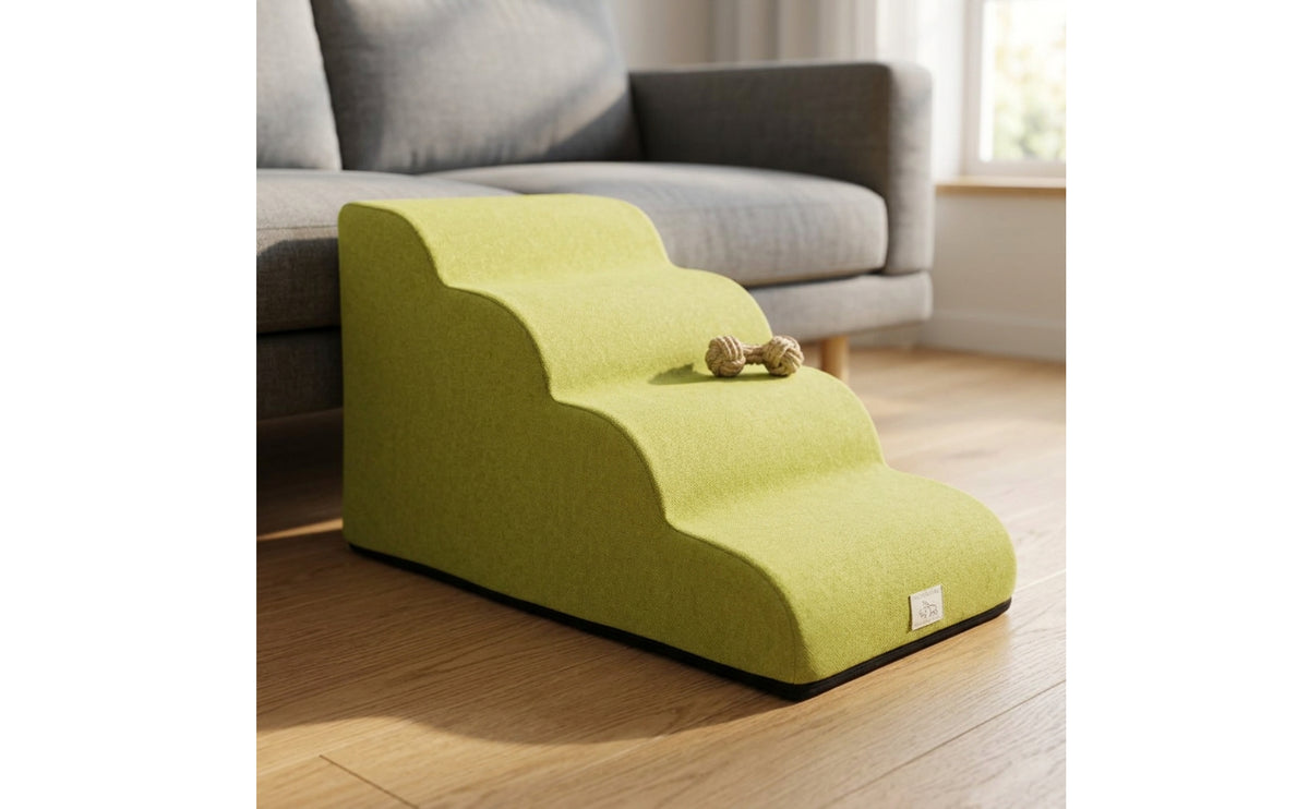 Anti-Slip 4-Step Pet Stairs Gradual Incline Pet Stairs with Removable Cover Soft Dog Ramp with Washable Cover Joint-Friendly for Injured Pets